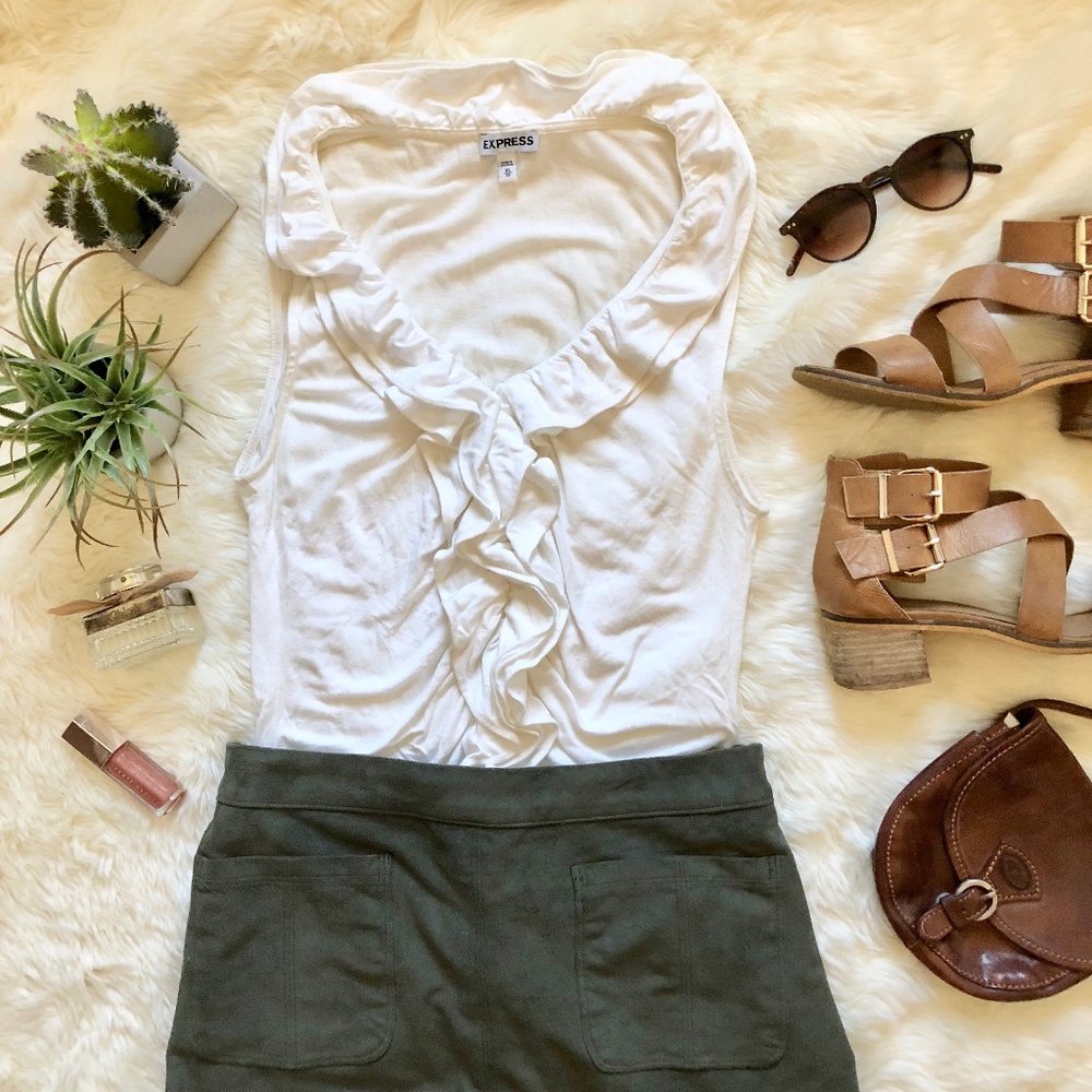 Express Ruched Ruffle Tank